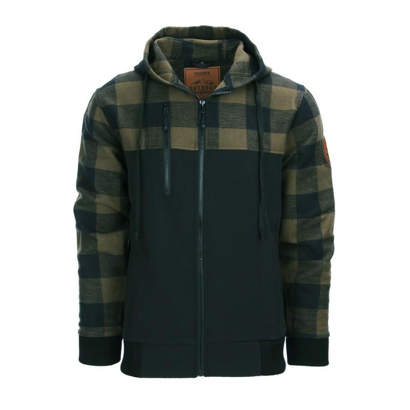 Houthakkers Jacket Dun Lichtgewicht  / Fostex Groen Zwart Met Rits en Hoodie-2571-a